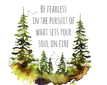 Watercolor Forest Print, Inspirational Quote, Nursery Wall Art