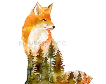 fox print, nursery fox print, nursery wall art, woodland nursery, woodland print, fox wall art, nursery art, nursery wall decor, forest fox