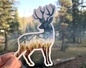 Watercolor Deer Sticker, Outdoor Adventure Art