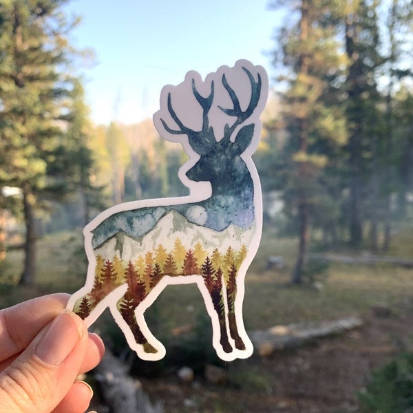 deer sticker, outdoor sticker, adventure sticker, watercolor sticker, waterbottle sticker, woodland sticker, deet watercolor art