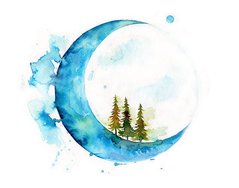 Nursery Moon Art Moon Wall Art Nursery Woodland Art Moon Etsy