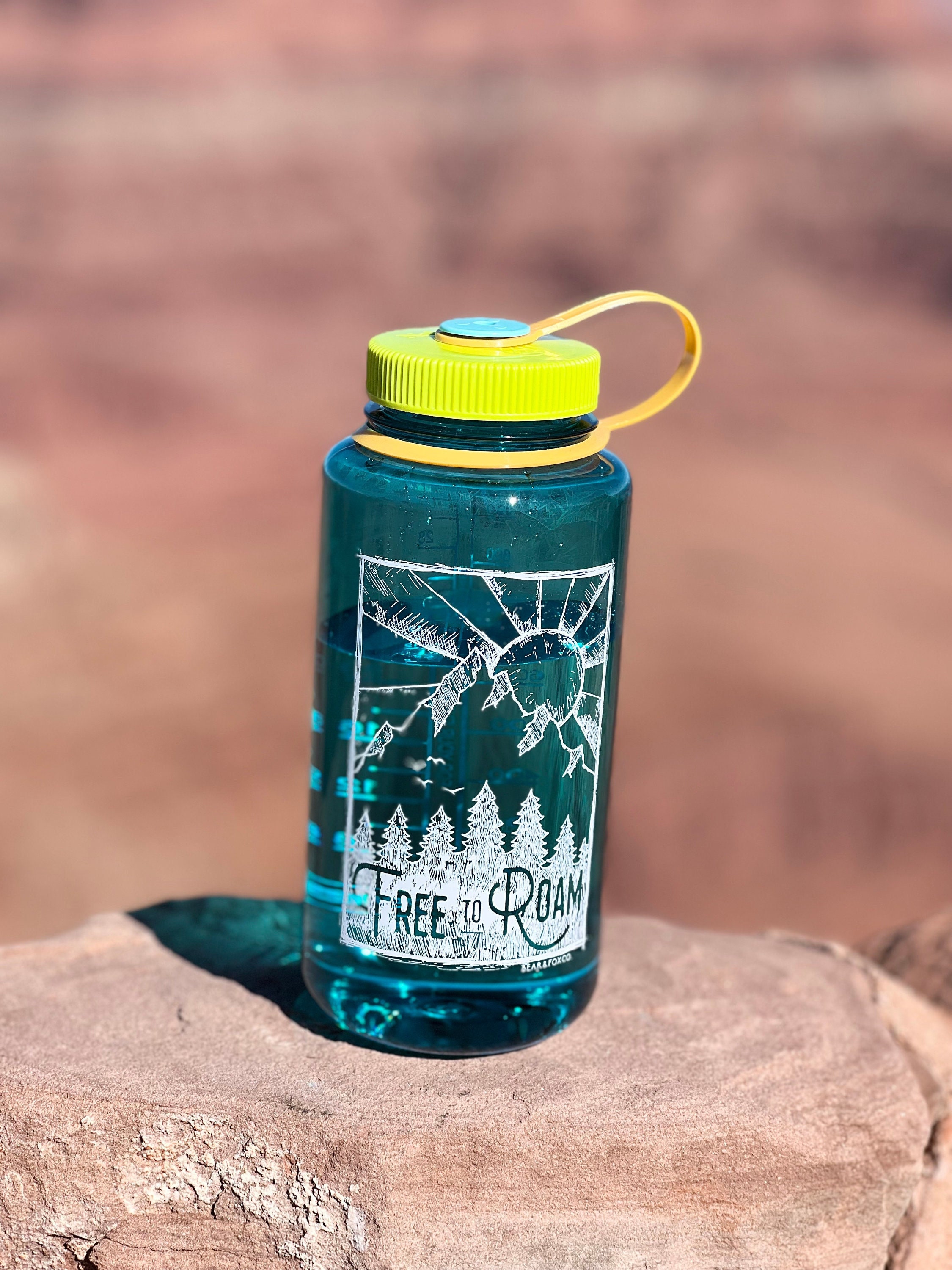 Nalgene Water Bottle 32oz: Cerulean Blue, 'free to Roam' Design - Etsy