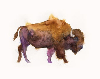 Buffalo Watercolor Buffalo Print Bison Print Buffalo Wall - Etsy