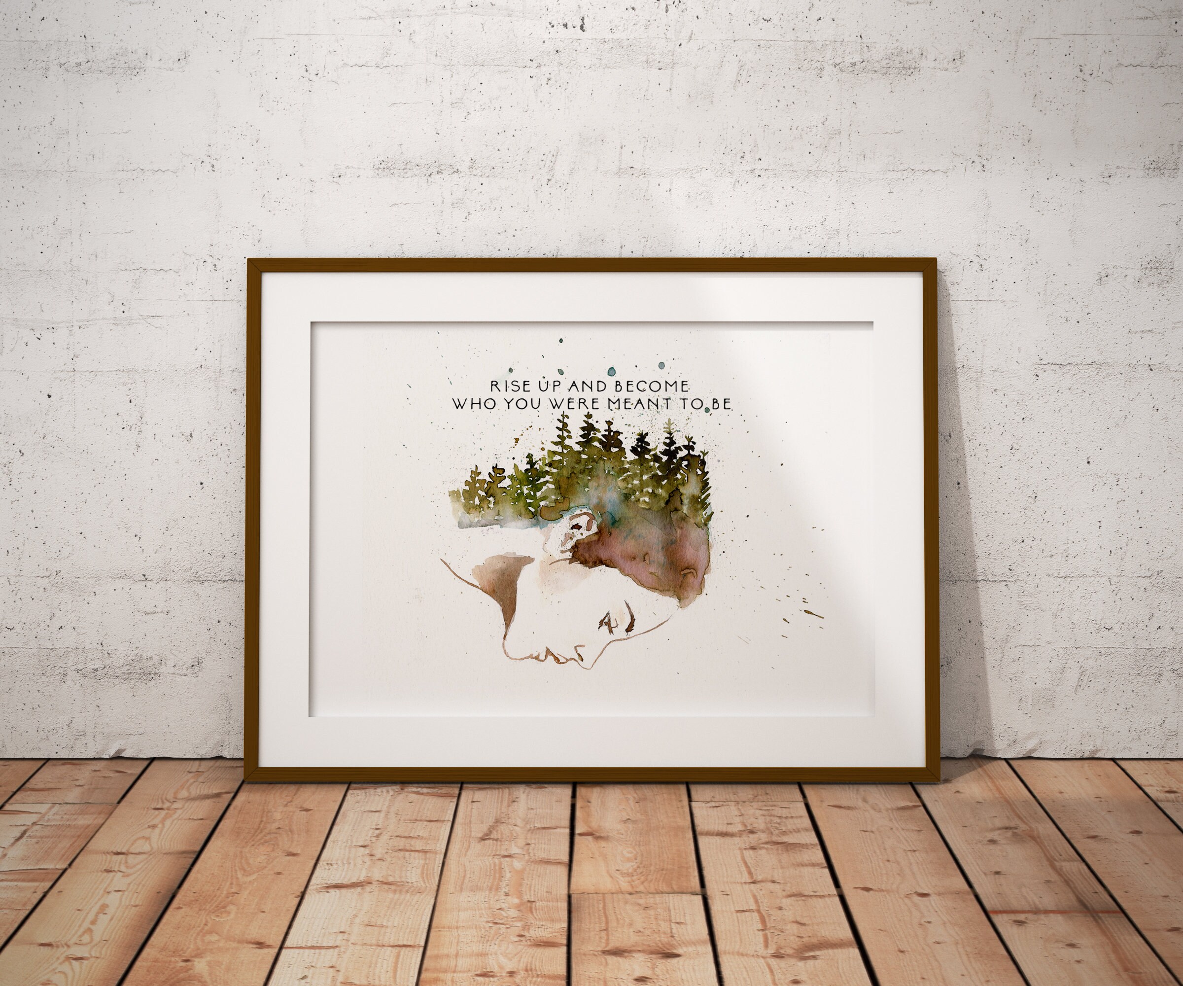 Watercolor Forest Girl Art Print, Inspirational Quote - Etsy