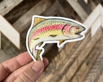 Trout Vinyl Sticker, Hand Painted Design, Outdoor Adventure