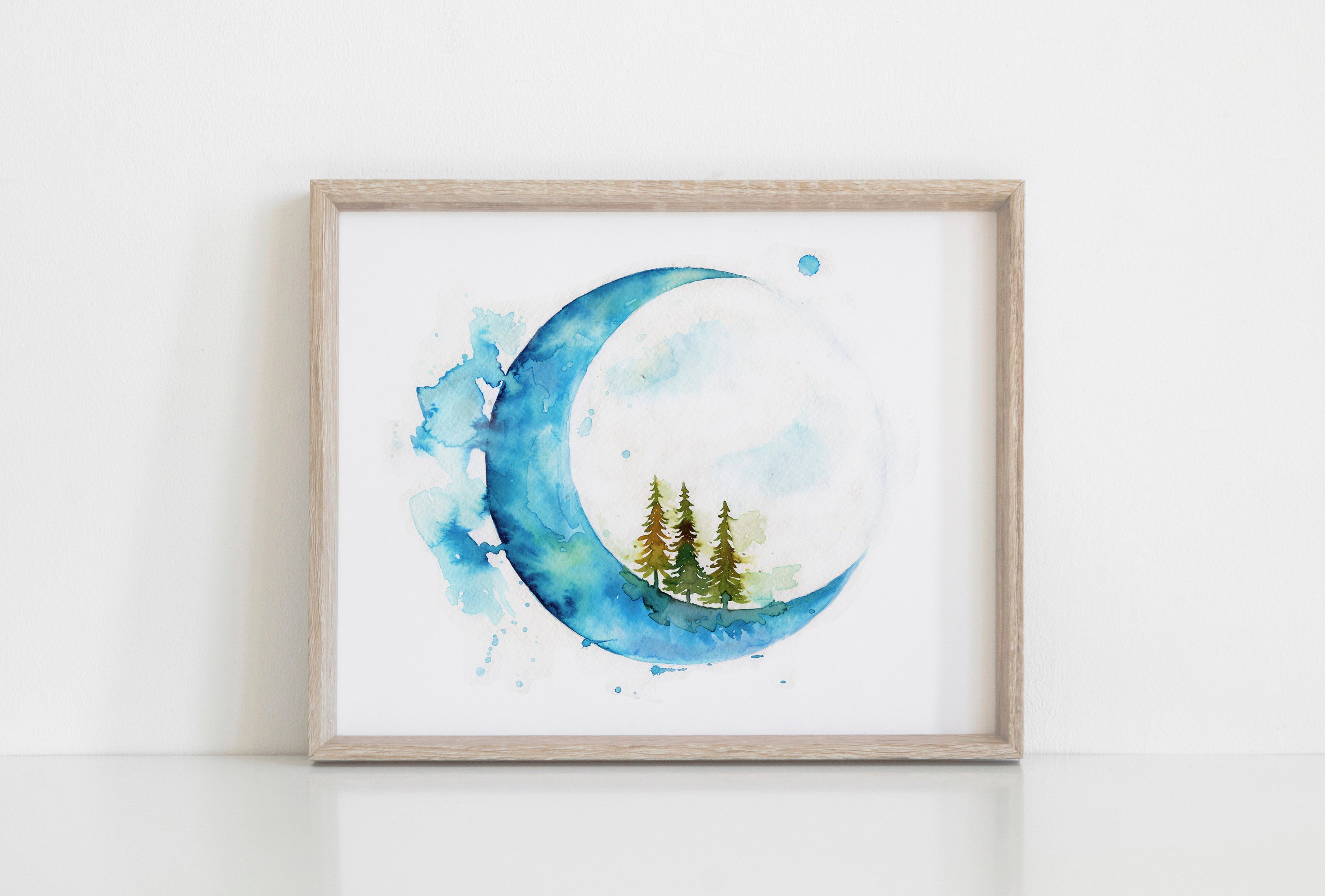 Nursery Moon Art Moon Wall Art Nursery Woodland Art Moon Etsy
