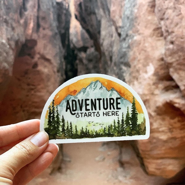 Adventure Starts Here Sticker, Mountain Car Decal