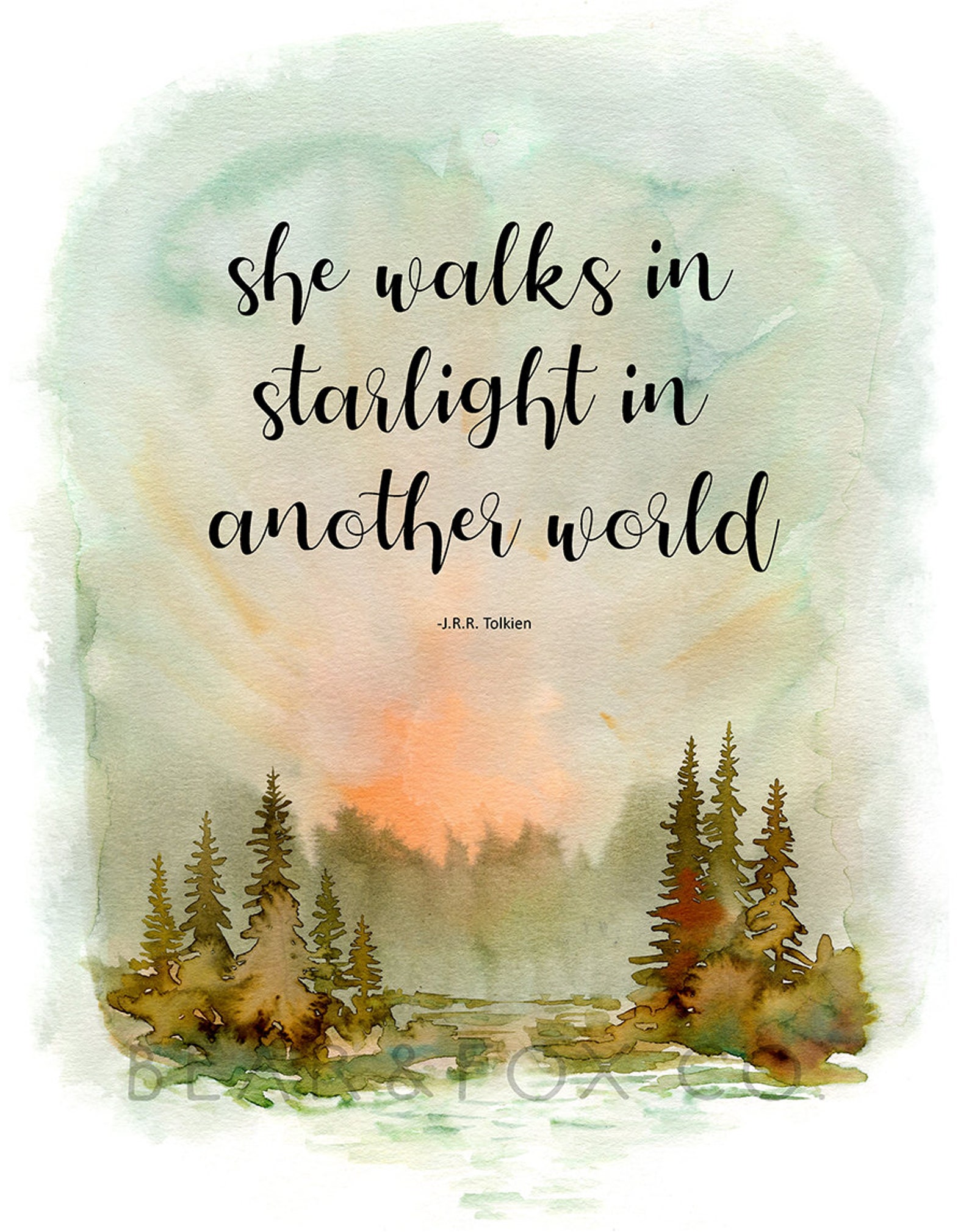 She walks in starlight in another world jrr tolkien quote | Etsy