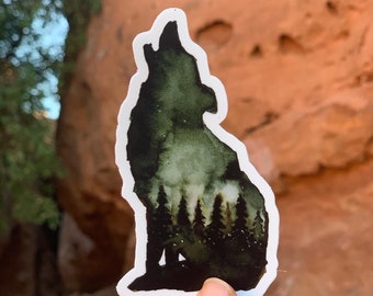 wolf sticker, wolf image, howling wolf, sticker art, wolf sticker art. forest art sticker, woodland sticker, outdoors sticker, vinyl sticker