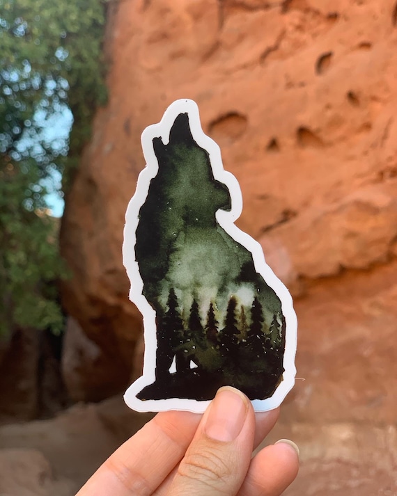 wolf sticker, wolf image, howling wolf, sticker art, wolf sticker art. forest art sticker, woodland sticker, outdoors sticker, vinyl sticker