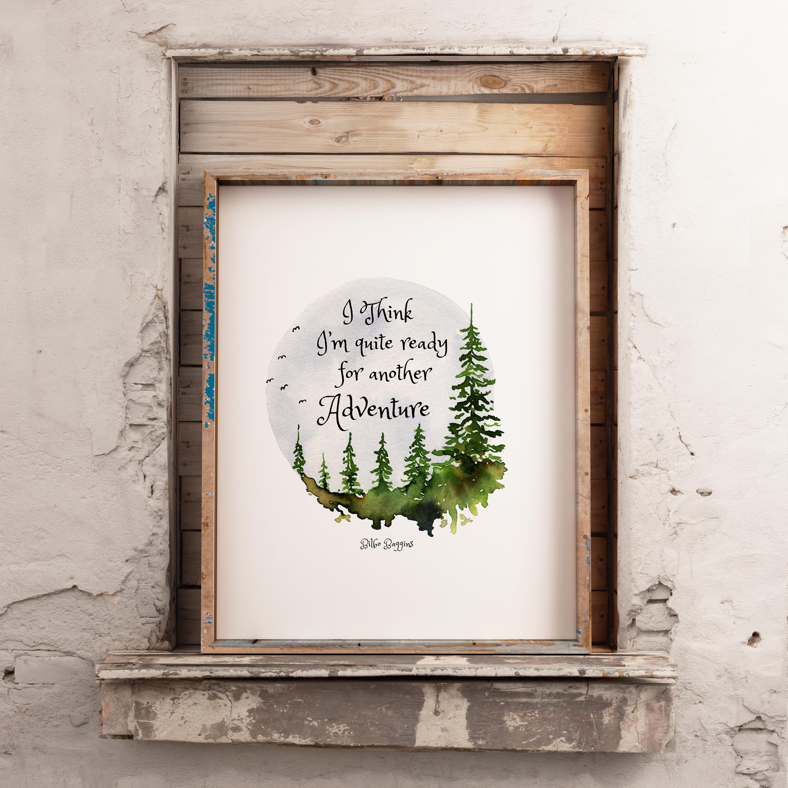 wall art nursery print, Adventure quote, ready for an adventure quote, forest wall art, nature quote fantasy wall art, nursery wall art,