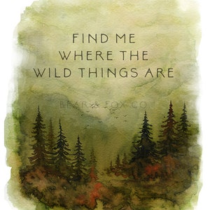 woodland theme, The Wild Things Print, baby art print, Wild Things Print, Wild Things Nursery Decor, Wild Things Nursery Wall Art, forest