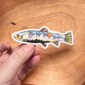 fish sticker, vinyl sticker outdoors, outdoor sticker, water bottle sticker, Sea Life Sticker, Fish Art, Fish Lover Gift, Handmade Sticker