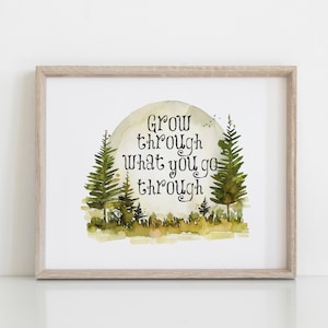 Forest Watercolor Art Print, Inspirational Quote (5x7, 8x10, 11x14) - Etsy