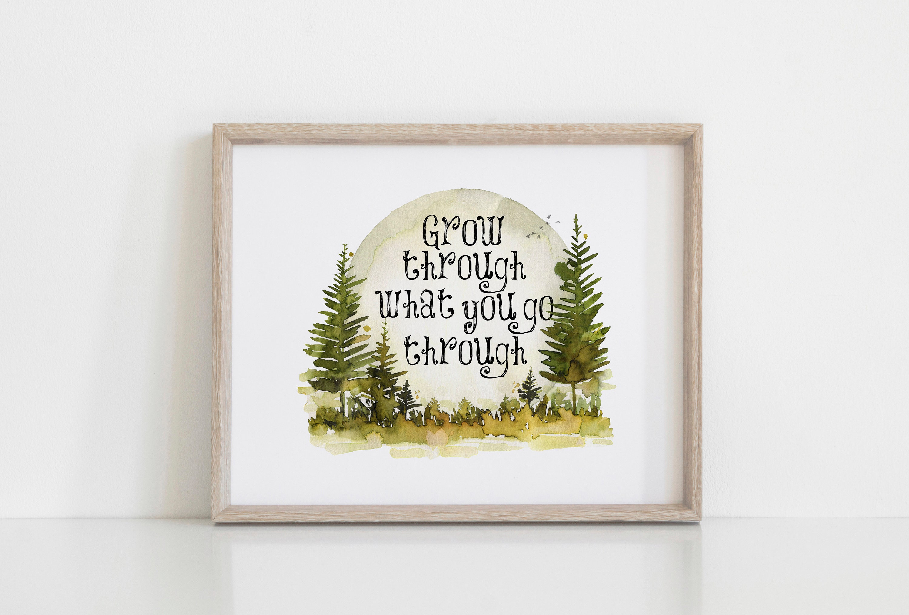 Forest Watercolor Art Print, Inspirational Quote (5x7, 8x10, 11x14) - Etsy