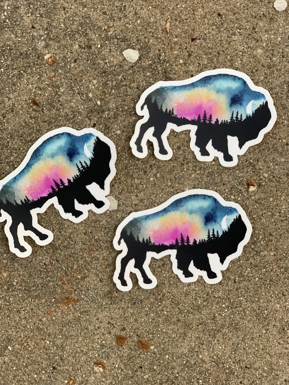 Colorful Buffalo Sticker, Boho Nursery Decor (4