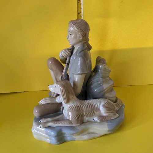 Rare Vintage Pales Spanish Porcelain Hunter with Dog shops Large Figurine