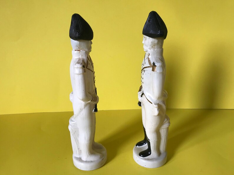 Vintage Pair of After Shave Cologne Ship Captain Figural Glass Bottles