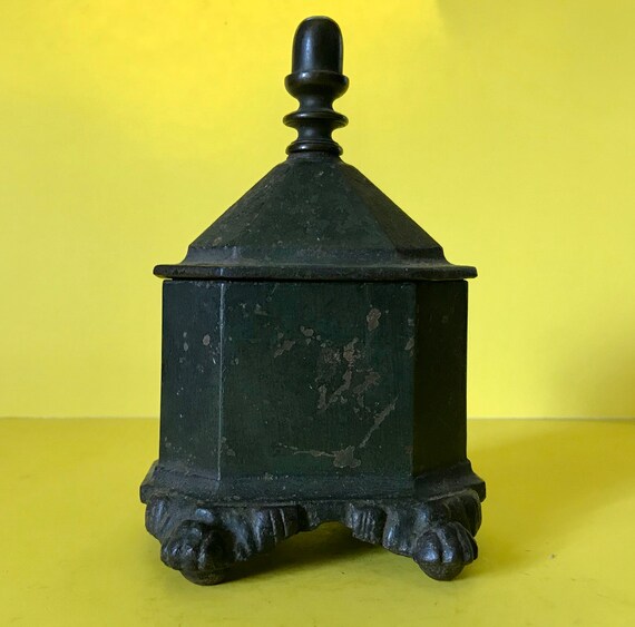 cast iron tobacco jar 19th Century Cast Iron Tobacco Box With Claw Feet cast iron tobacco jar 19th Century Cast Iron Tobacco Box With Claw Feet