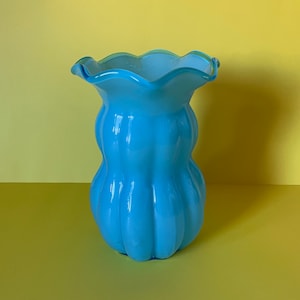 Antique Kralik Bohemian Glass Turquoise Art Vase