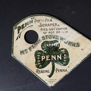 Antique Mt Penn Stove Works Pots and Pans Advertising Scraper image 1