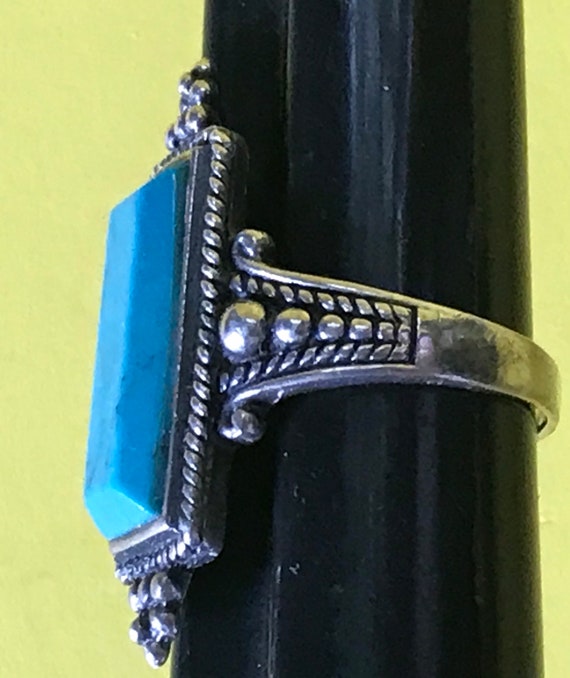 Vintage Sterling Silver and Turquoise Styled Ring… - image 2