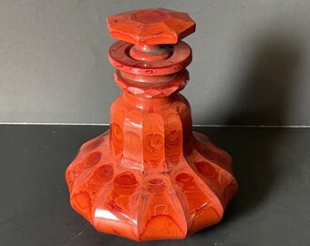 Antique Red Hyalite Glass Flacon Perfume Bottle