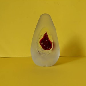Vintage Three Sided Teardrop Internal Flame Paperweight