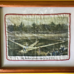 Vintage Currier and Ives The American National Game of Baseball Framed Linen
