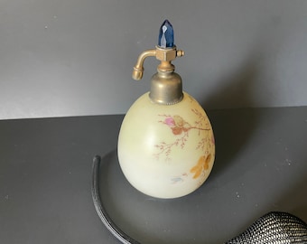 Vintage Perfumed Glass Bottle with Brass Jeweled Top