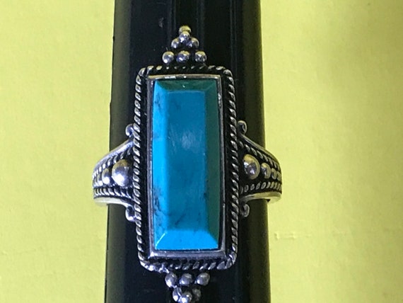 Vintage Sterling Silver and Turquoise Styled Ring… - image 1