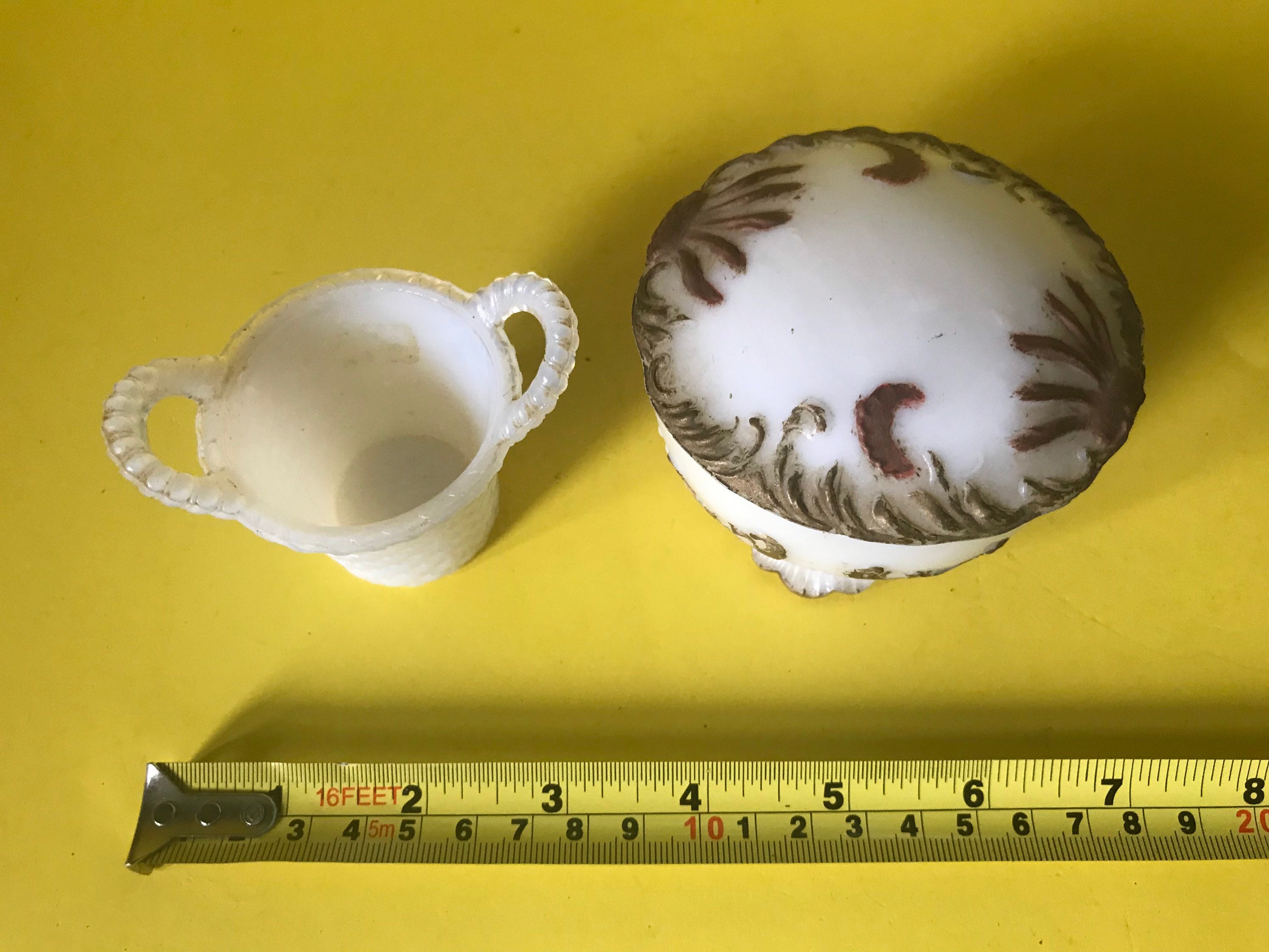 2 Vintage Milk Glass Match Holder and a Lidded Trinket Box Etsy