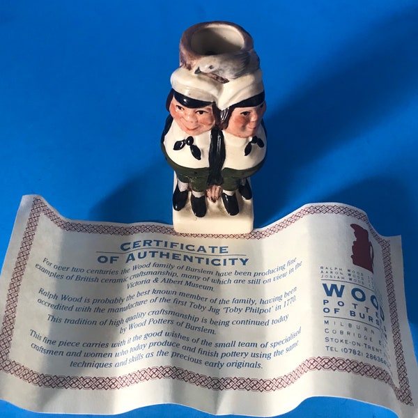 Vintage Wood Potters of Burslem Staffordshire England Tweedledum and Tweedledee Toby Mug with CoA