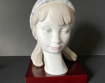 Rare Vintage Lladro Girls Head with Stand