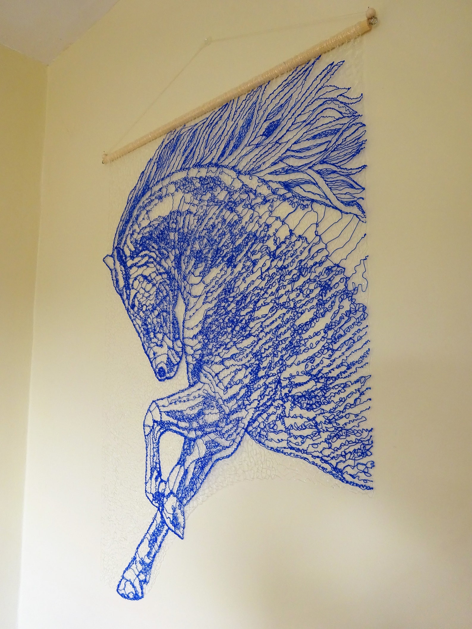Blue Horse Wall Art Wall Hanging 3D Pen Drawing Unique Etsy