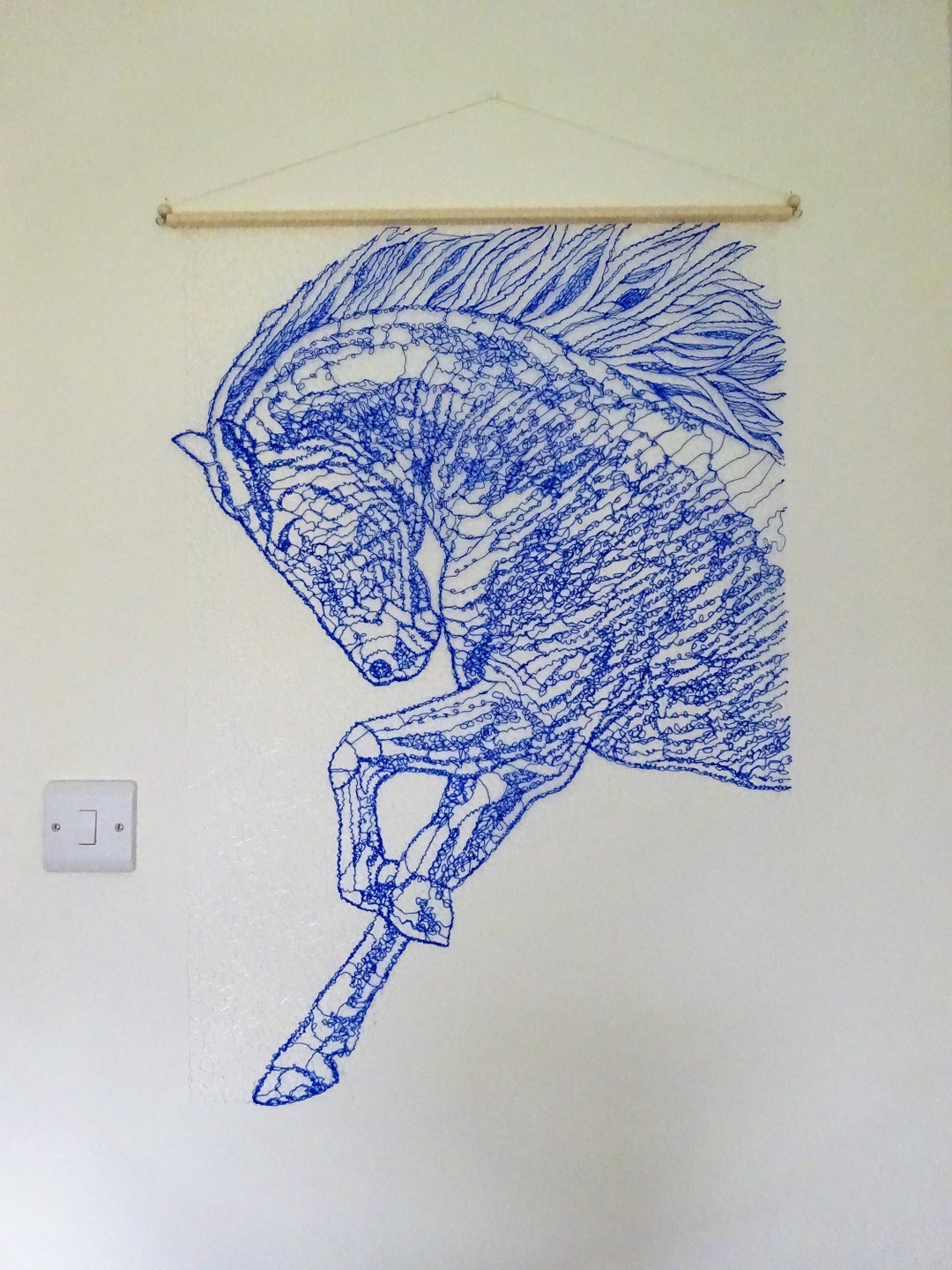 Blue Horse Wall Art Wall Hanging 3D Pen Drawing Unique Etsy UK