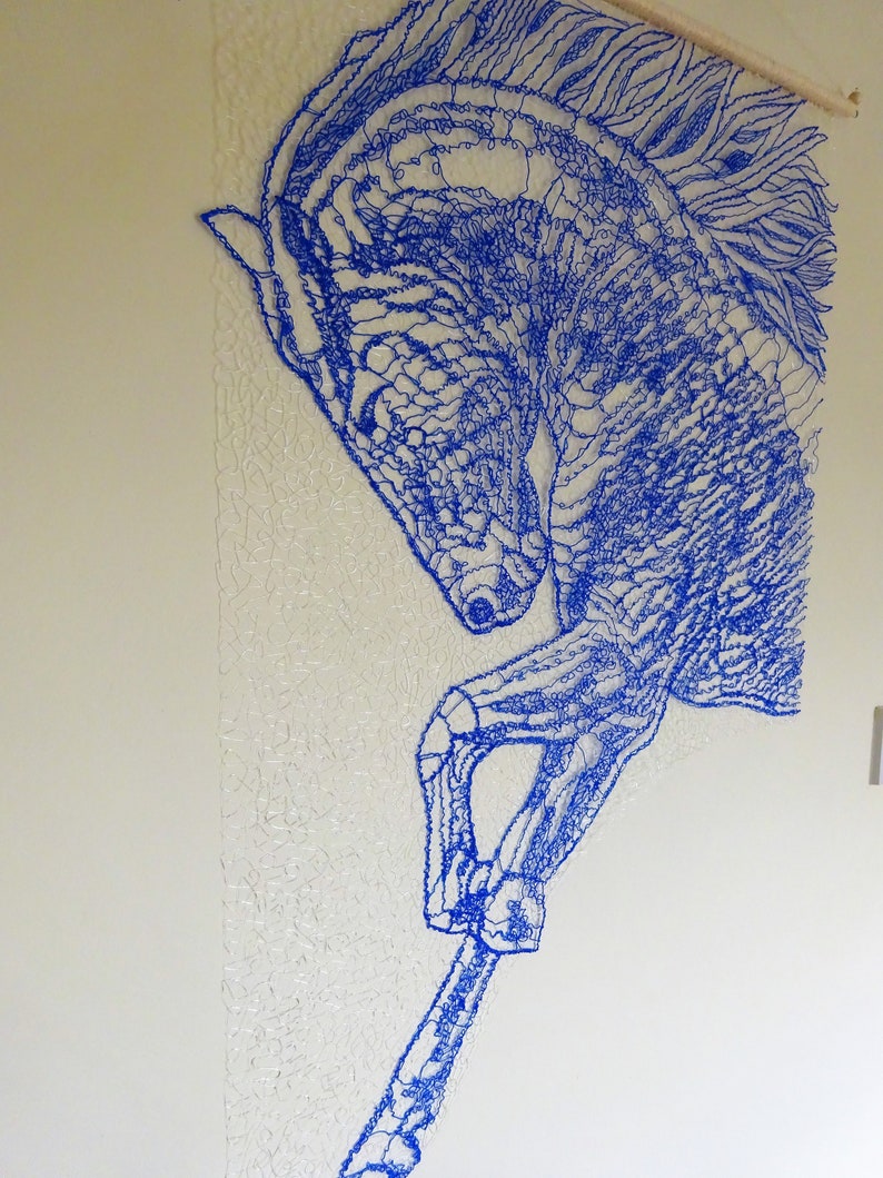 Blue Horse Wall Art Wall Hanging 3D Pen Drawing Unique Etsy UK