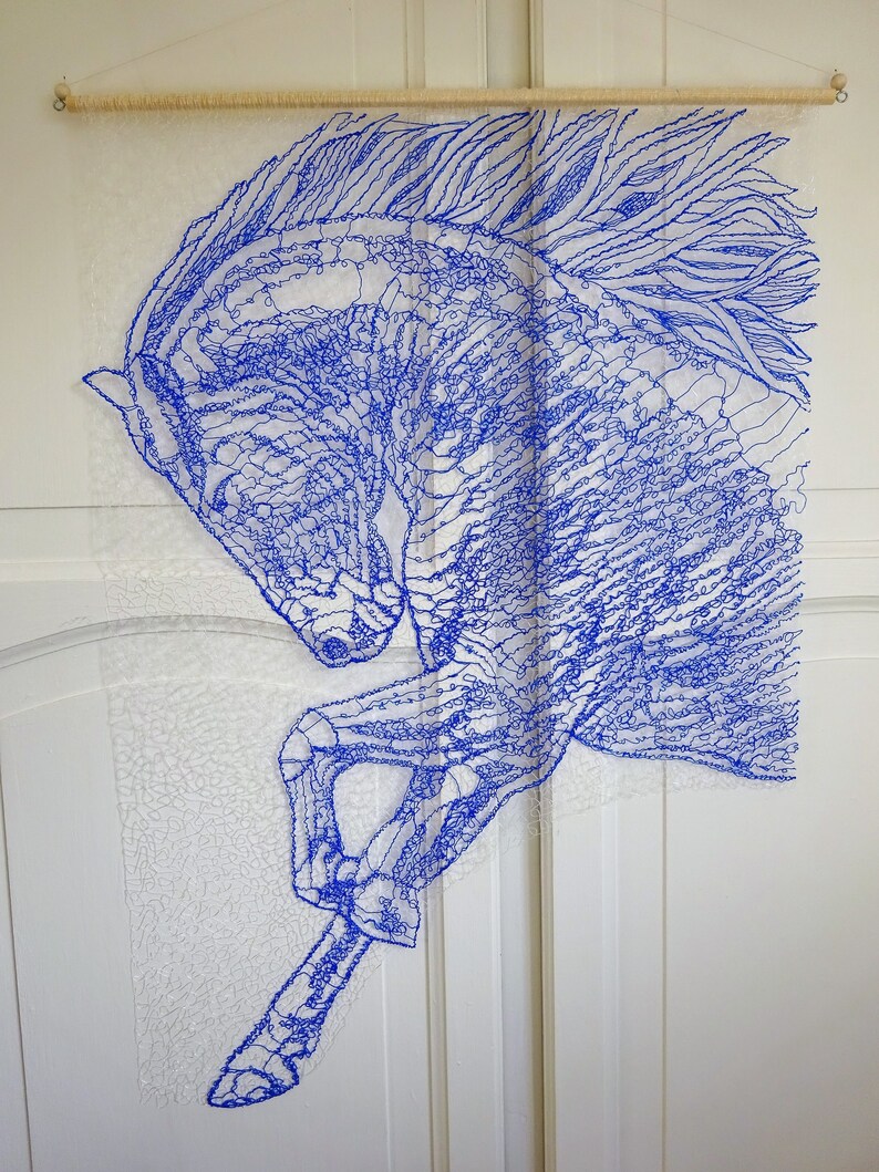 Blue Horse Wall Art Wall Hanging 3D Pen Drawing Unique Etsy UK