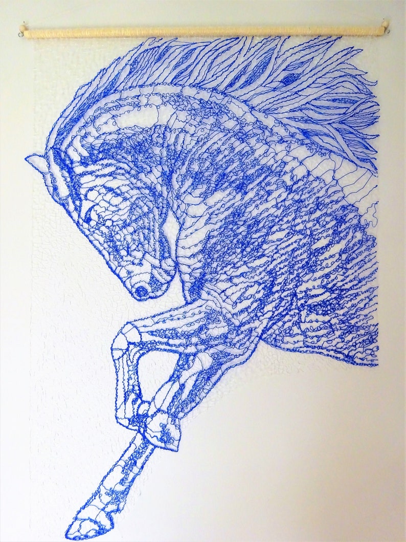 Blue Horse Wall Art Wall Hanging 3D Pen Drawing Unique Etsy UK