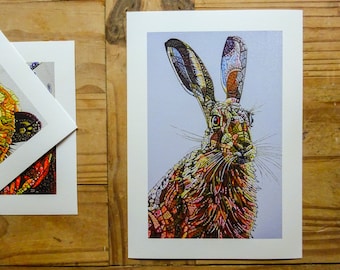 Abstract Hare Art Print: Patterned Wildlife Giclee Print