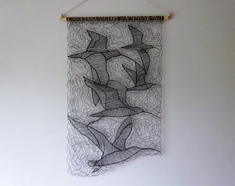 3D Pen Curlew Birds Wall Hanging: Handmade TPU Filament Art