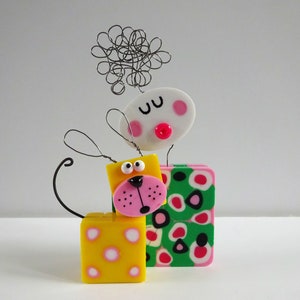 Quirky Dog Sculpture: Colorful Handmade Ornament