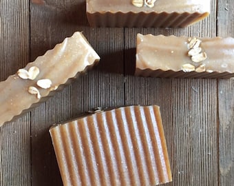 Honey Oatmeal Goat Milk Soap | Pure & Simple Unscented Soap | Cold Process |  Natural Skincare