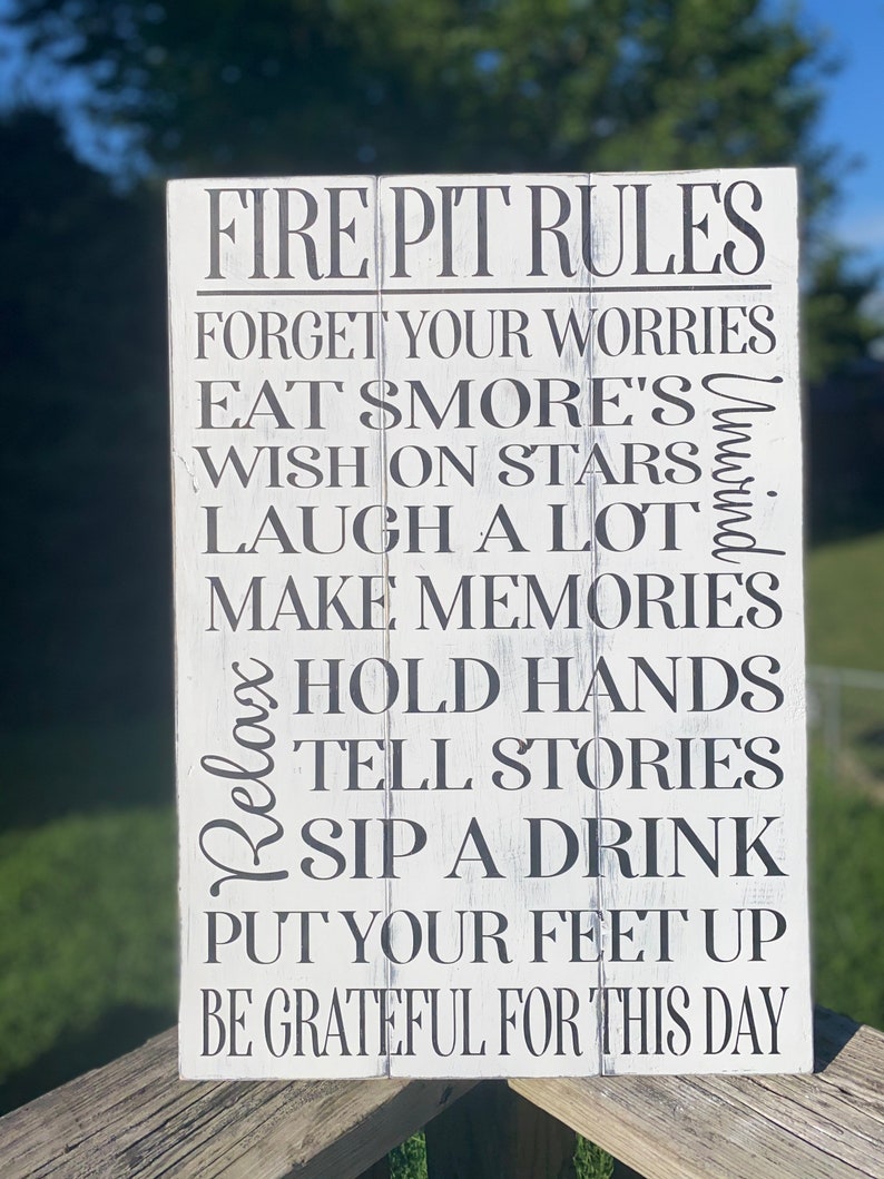 Fire Pit Rules Fire pit sign to our fire pit Etsy