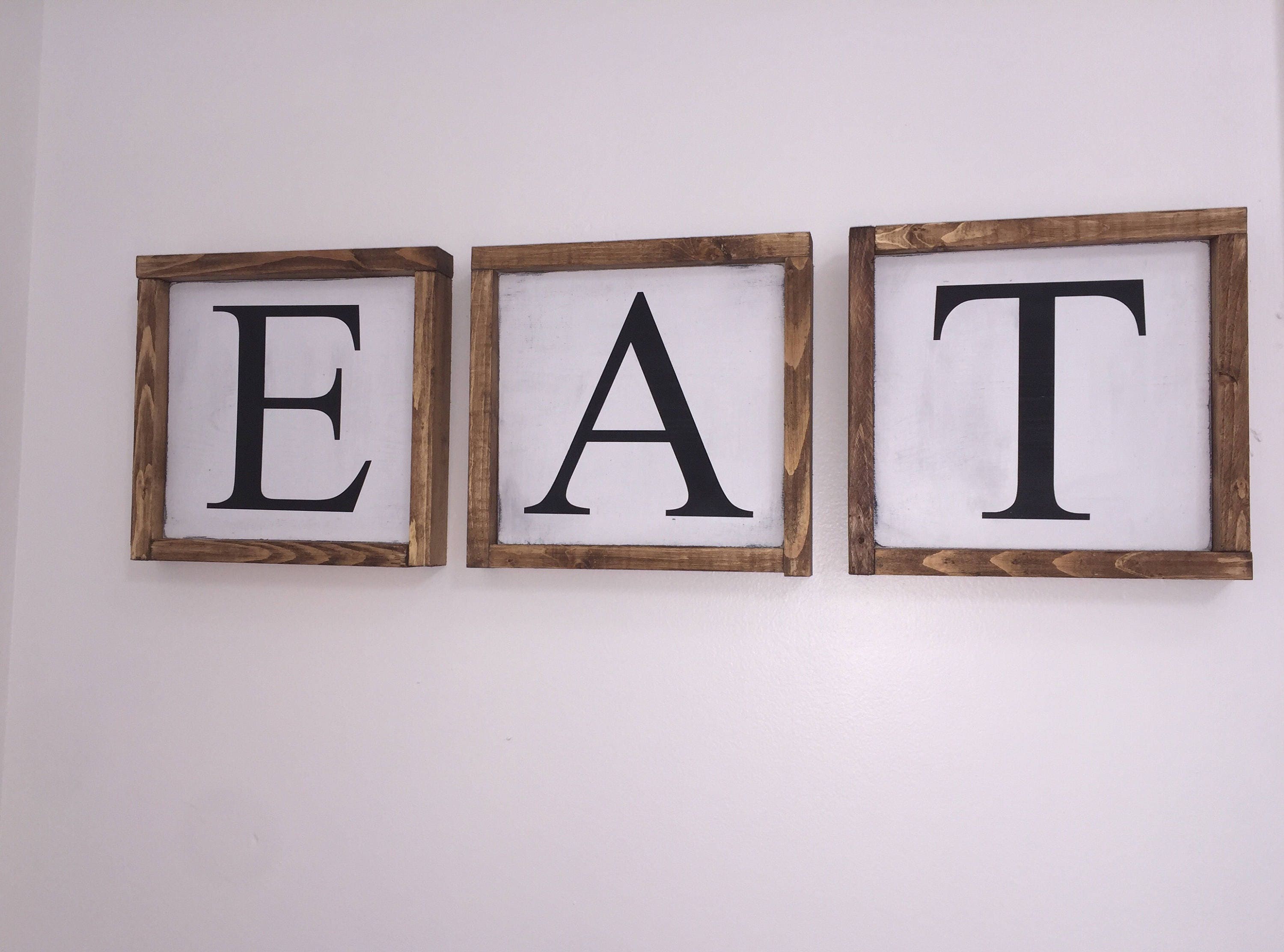 EAT letters framed set of 3. Eat sign. Farmhouse kitchen style Etsy 日本