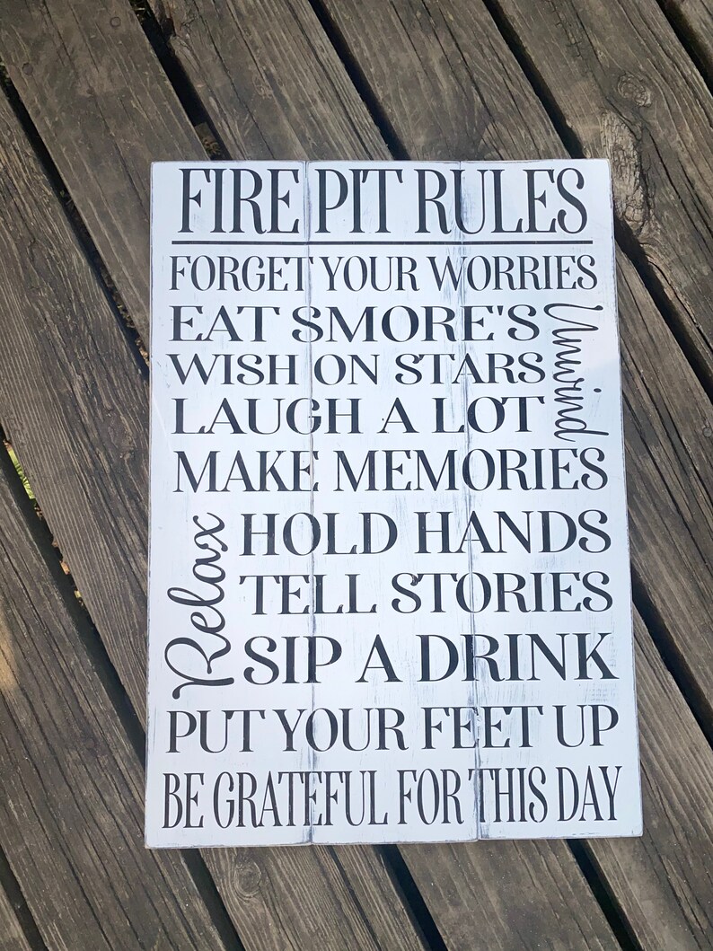 Fire Pit Rules Fire pit sign to our fire pit Etsy