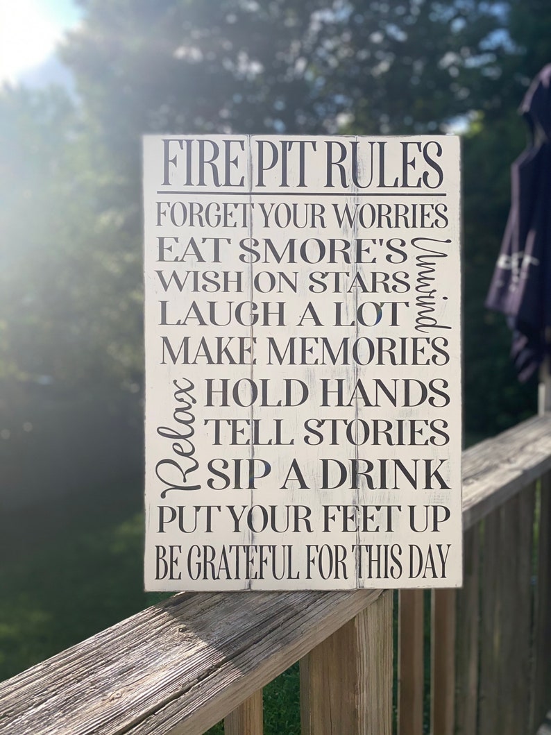 Fire Pit Rules Fire pit sign to our fire pit Etsy