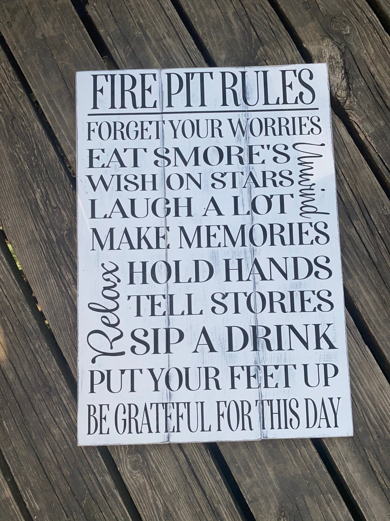 Fire Pit Rules Fire pit sign to our fire pit Etsy