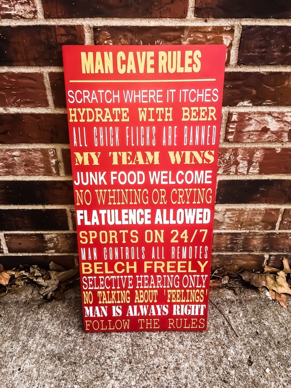 Man Cave Rules Man Cave Signs Gifts for Him Bar Signs Etsy