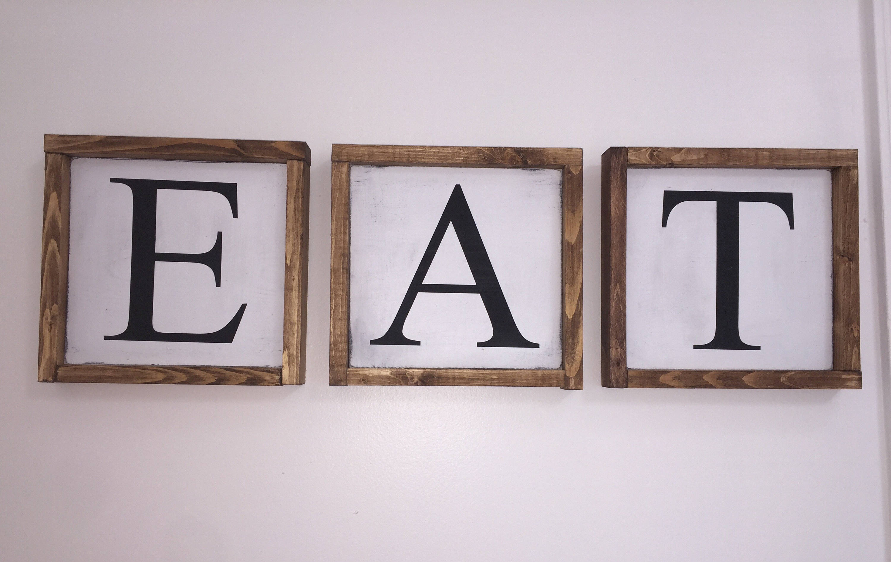 EAT letters framed set of 3. Eat sign. Farmhouse kitchen style Etsy 日本